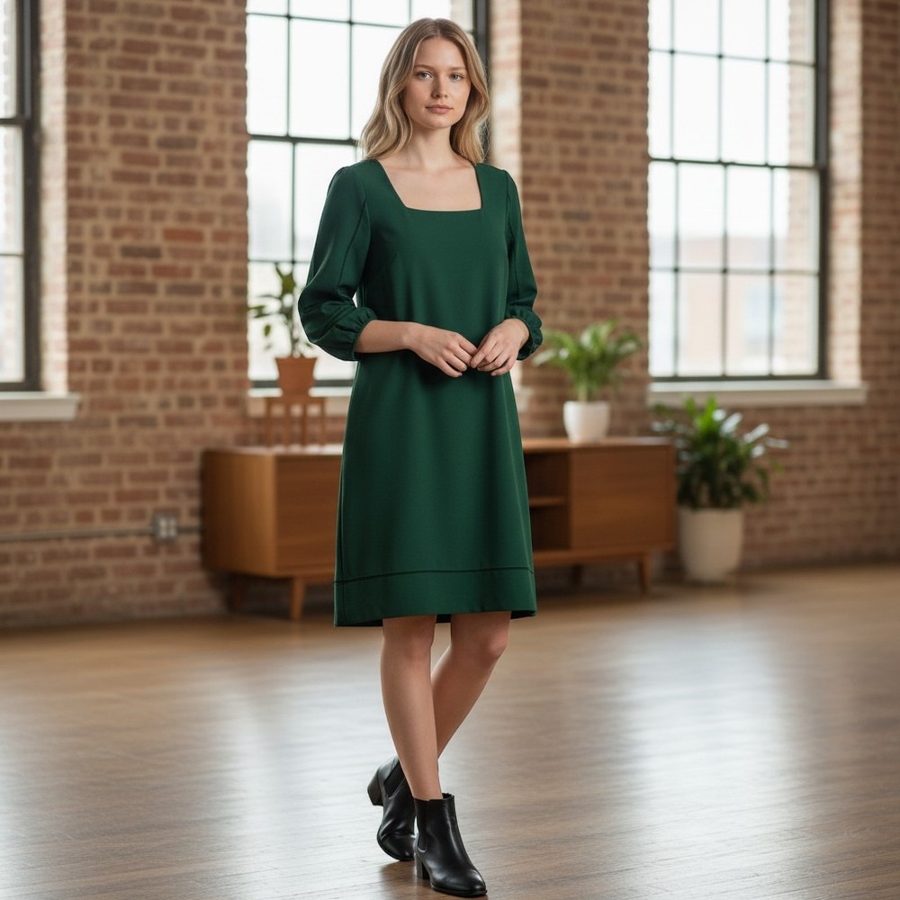 Ann Taylor Shift Dress Womens L Green Classic Emerald NWT $139